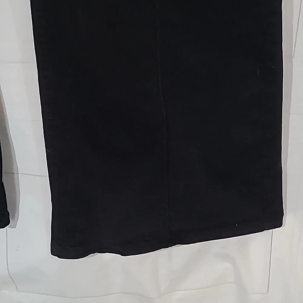 Hot Topic SZ 26 Black Denim Jeans Wide Leg Loose Fit Two Button Goth Stretch